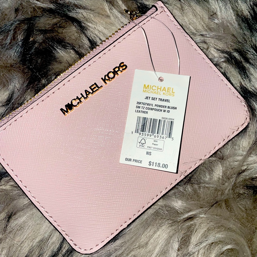 NWT Authentic Michael Kors Powder Blush Counpouch